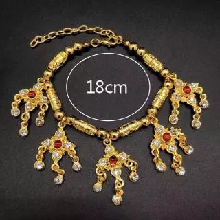 ชุดไทยเครื่องประดับเพชร สร้อยข้อมือ สีทอง ประเพณีผู้หญิง 1pcs