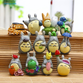 โมเดลเรซิ่นจิ๋วลายการ์ตูน Totoro สําหรับตกแต่งบ้านตุ๊กตา 12ชิ้น/ชุด