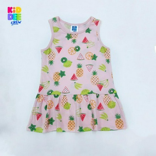 KiddeeCrew เสื้อกล้ามกระโปรงเด็กสีชมพูลายผลไม้ Fruit Pink Tunic Top เหมาะสำหรับอายุ 1-8 ปี