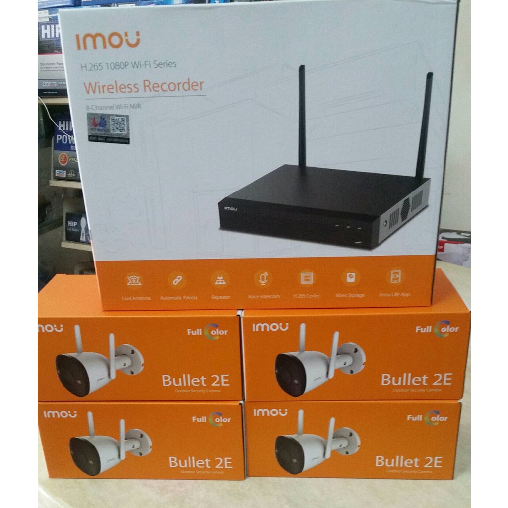 กล้องวงจรปิด WIFI ไร้สาย NVR 8 ช่อง  1 เครื่อง + กล้อง WIFI 2 MP 4 ตัว