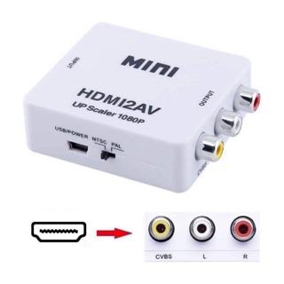 HDMI TO AV Converter Adapter Audio HD 1080p ตัวแปลงสัญญาณ ทั้งภาพและเสียงจาก HDMI เป็น AV (สีขาว)