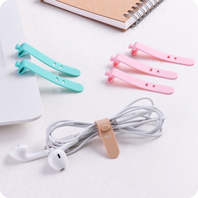 8pcs Silicone Straps Headphones Storage Tape USB Wire Cable Tie Cable Winder