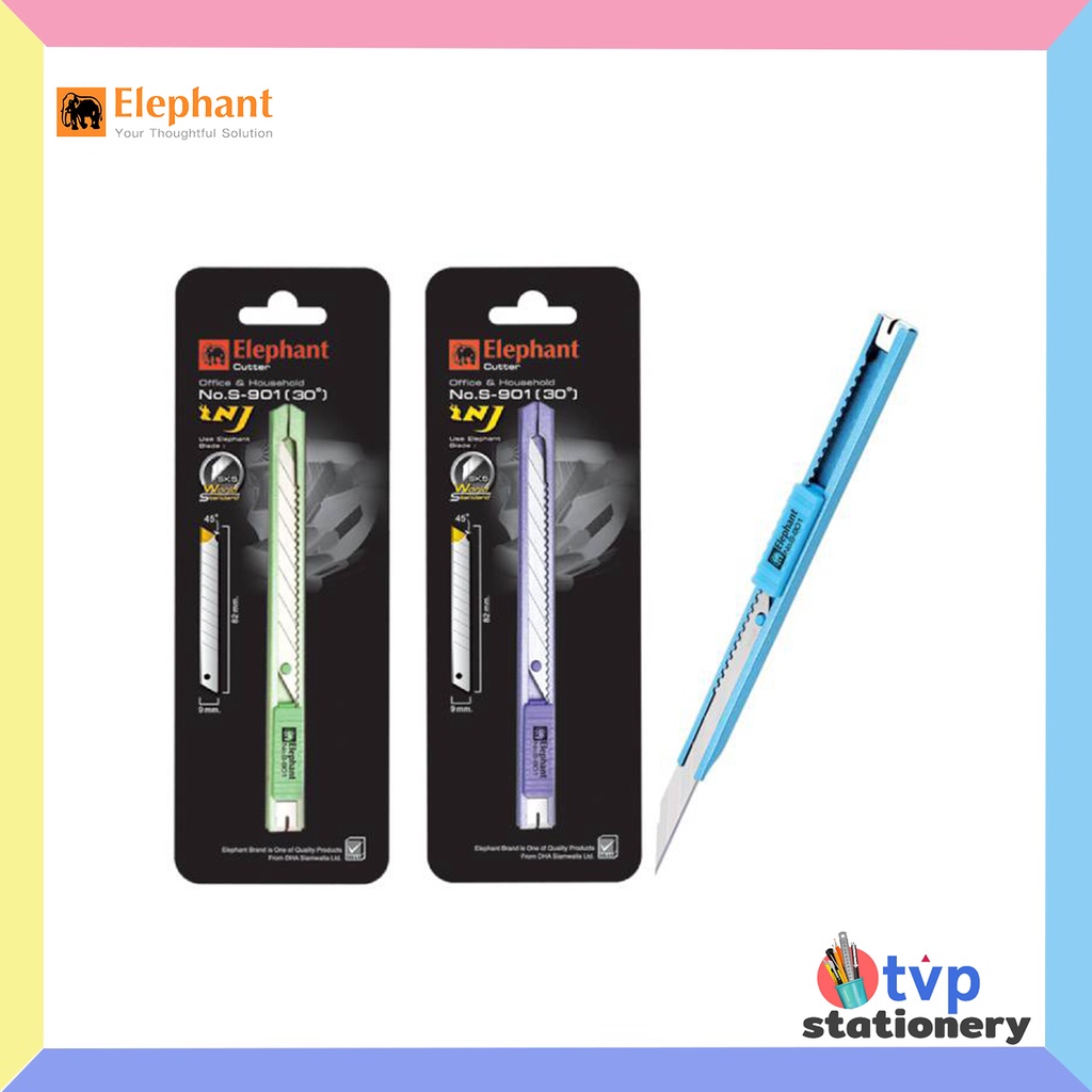 Elephant คัตเตอร์ มีดคัตเตอร์ คัตเตอร์พกพา 9 มม. รุ่น S-901 จำนวน 1 ชิ้น
