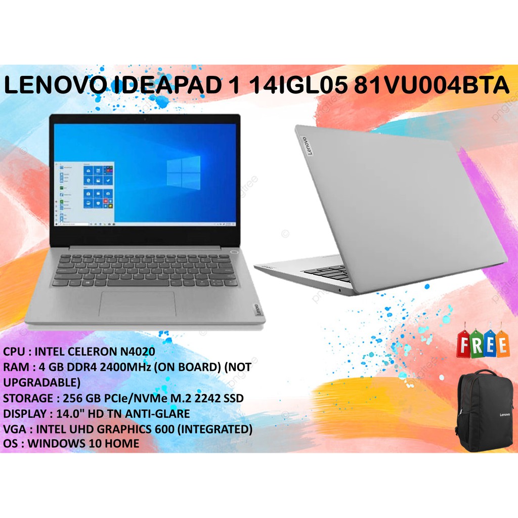 NOTEBOOK  LENOVO IDEAPAD 1 14IGL05 81VU004BTA