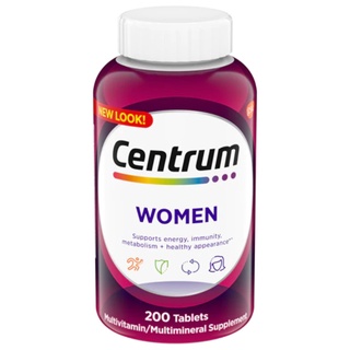 Centrum Women Multivitamin / Multimineral Iron Antioxidants 200 tablets วิตามินรวมสำหรับผู้หญิง อาหารเสริมหลายชนิด