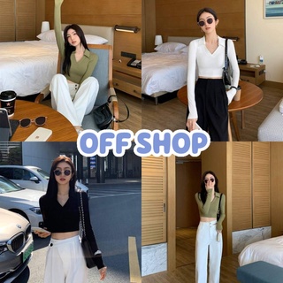 OFF SHOP พร้อมส่ง (OFF-M5503) เสื้อไหมพรมแขนยาว สีพื้นทรงรัดรูปน่ารักใส่สบาย