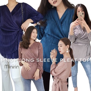 เสื้อพลีทแขนยาวคลุมท้อง ให้นมได้ ลด 65.- ใส่โค้ด 🧸MINIRIN2🧸 รุ่นMN09 Long sleeve pleat top