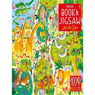 Asia Books หนังสือภาษาอังกฤษ BOOK &amp; JIGSAW: AT THE ZOO (100 PCS)