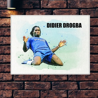 โปสเตอร์ ผ้าแคนวาส DIDIER DROGBA CHELSEA ดีดีเย ดรอกบา ตำนานทีมเชลซี ภาพวาด ศิลปะ นักบอล นักฟุตบอล