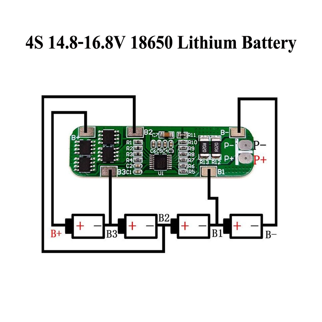 BMS 4S 10A Li-ion 3.7V 18650 แบตเตอรี่ลิเธียมโพลิเมอร์ 14.8V/16.8V BMS 4S-10A