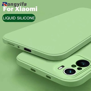 Classic Square Soft Liquid Silicone Case Xiaomi Mi 11 Lite Ultra 10T Lite 10S Redmi K40 Pro Case Simple Luxury Solid Color Phone Cover