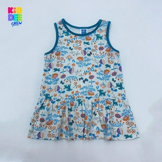 KiddeeCrew เสื้อกล้ามกระโปรงเด็กสี ครีมลายดอกไม้ฟ้า Sky blue floral cream Tunic Top เหมาะสำหรับอายุ 1-8 ปี