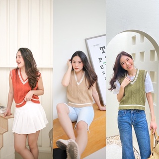 Winnie knit top เสื้อกั๊กไหมพรม (ส้มอิฐ,เบจ,โอลีฟ)