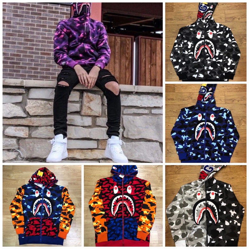 เสื้อ bape ฉลามฮูดดี้ hoody  งานผ้าสำลี 🔥 มีหลากสี