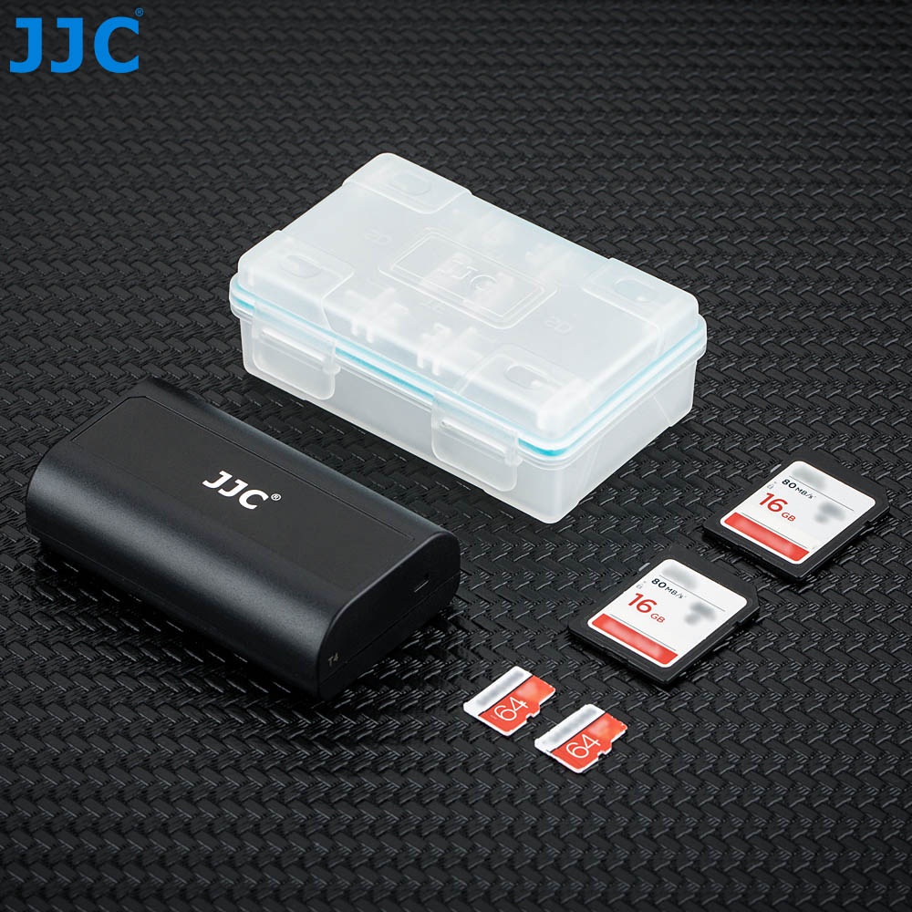 JJC BC-5 เคสแบตเตอรี่ 2-in-1 พร้อมช่องเสียบการ์ดหน่วยความจำเสริมสำหรับการ์ด SD SDHC SDXC 2 MSD Micro SD TF สำหรับ Olympus BLS-5 BLN-1, Fujifilm NP-W126 NP-W126S Sony NP-FW50 แบตเตอรี่