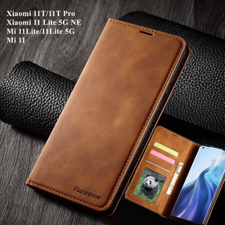 เคสโทรศัพท์มือถือหนังแบบพับได้พร้อมช่องเสียบการ์ดสําหรับ Xiaomi 11T 11 T Pro 11 Lite 5G Ne Mi 11Lite 4G 5G 11T Pro