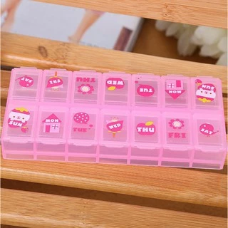 กล่องตลับยา 7 ช่อง แบบยาว ตลับใส่ยา14ช่อง 7วัน เช้า-เย็น กล่องใส่ยา14ช่อง JDDH2548282