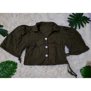 🌿เสื้อครอปสายคาเฟ่ เสื้อเดินป่า เสื้อแฟชั่น (ภาพถ่ายจากสินค้าจริง)🌿