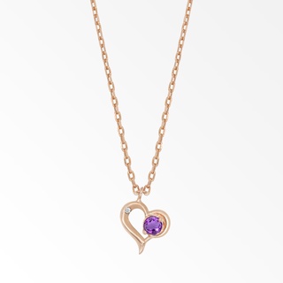 A.CEMI Amethyst-February Birthstone Necklace พลอยแท้ อเมทิสต์ สร้อยคอพลอยแท้ อเมทิสต์ ต่างหูเงินแท้ ชุบทอง 18K โรสโกลว์