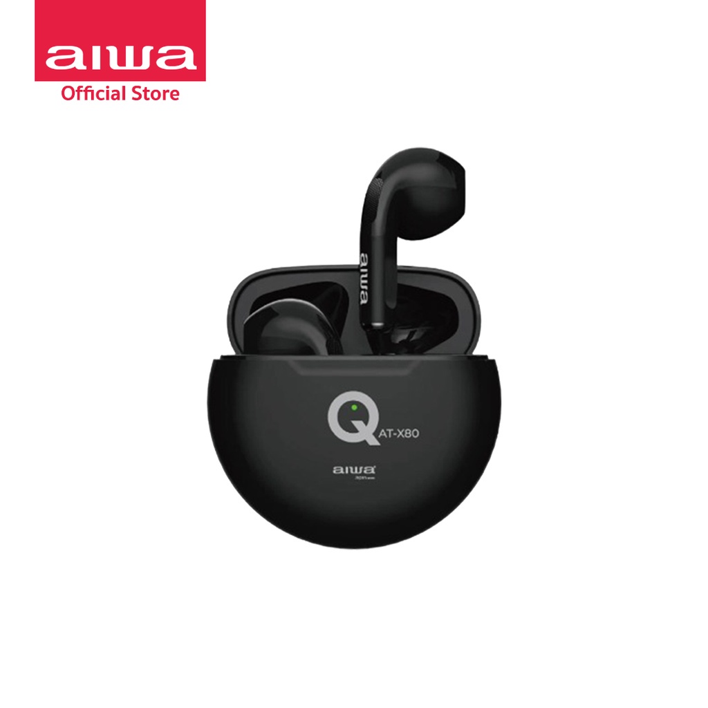 AIWA AT-X80Q TWS Bluetooth Earphones หูฟังไร้สายแบบอินเอียร์ น้ำหนักเบา กันน้ำระดับ IPX4