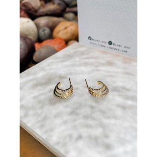 [Earring] LUNE Triple-Bar : ทริปเปิ้ล-บาร์ ต่างหูก้านเงิน ประดับคริสตัส