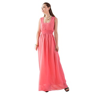 CLEARANCE! maxi dress ชุดเดรสยาว ผ้าชีฟอง ใส่ได้2ด้าน สีแดง f124 dress