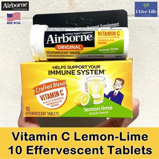 วิตามินซี Blast of Vitamin C, Lemon-Lime 10 Effervescent Tablets - AirBorne