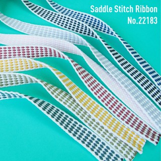 MOMOTARA No.22183 ริบบิ้น Ribbon ลายไข่ปลา  Saddle Stitch Ribbon ขนาด 1.5 CM ยาว 18 หลา