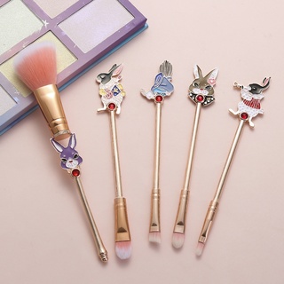 5 ชิ้น / เซ็ต Alice Wonderland Beauty Rabbit Makeup Brush แปรงแป้งฝุ่น อายแชโดว์ คิ้ว ลิป