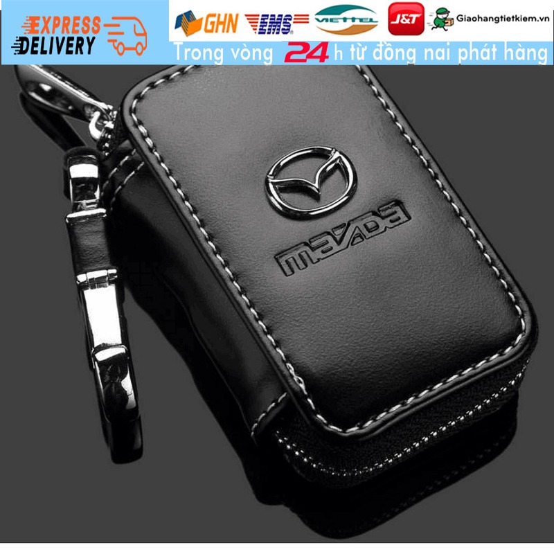 เคสกุญแจรถหนังพร้อมป้ายโลโก้ mazda 2/ rx 7/ familia/vantrend/323/cx 5/premacy/cx7/cronos/mr/3/cx7/cx