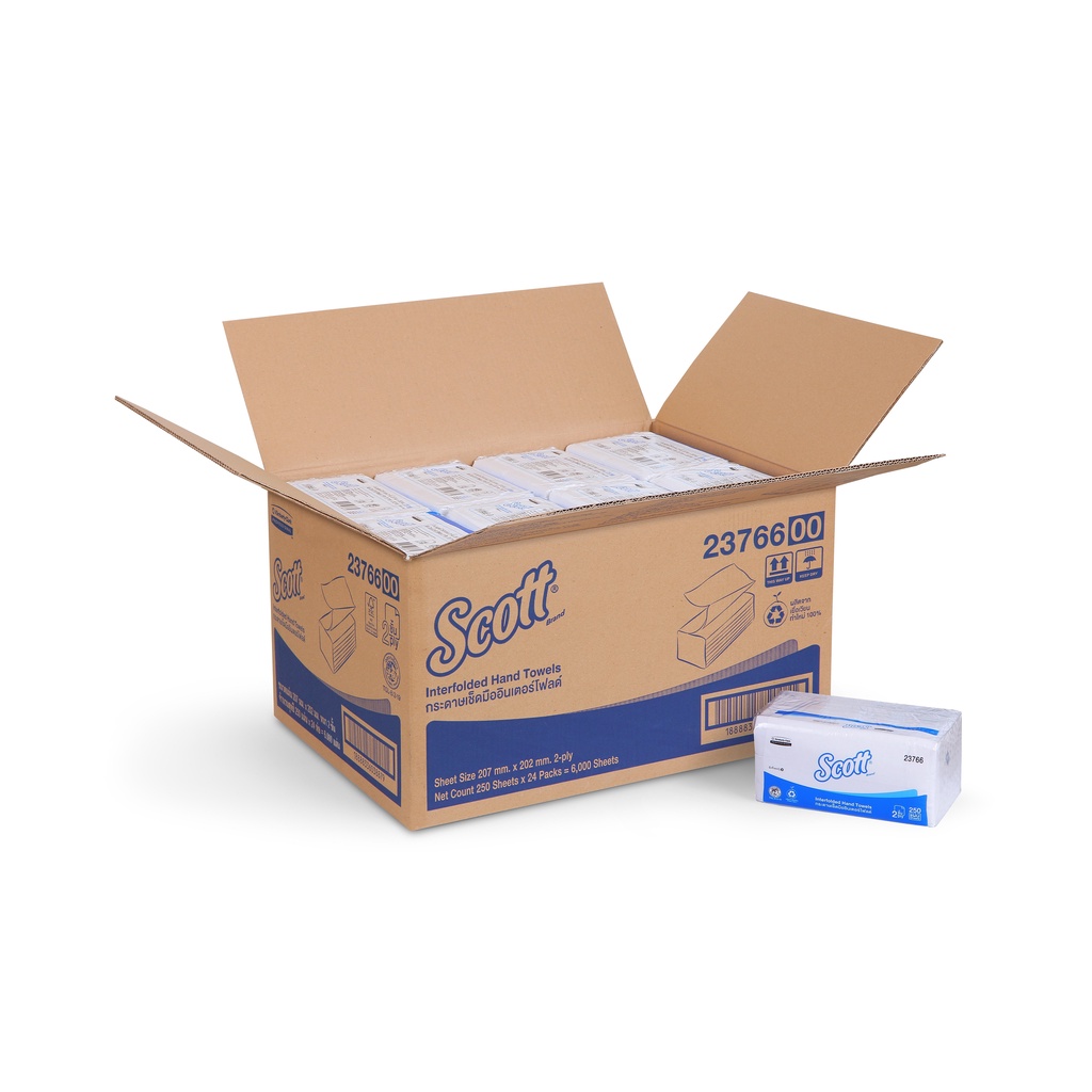 กระดาษเช็ดมือ Scott Interfold ESS 6000 แผ่น/ลัง (250 แผ่นx24 แพ็ค) - 23766CT