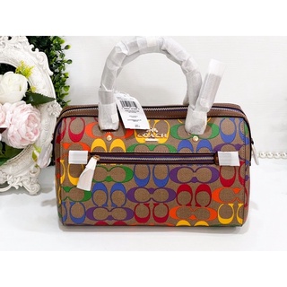 ลดๆ💥🌈NEW Coach Rowan Satchel In Rainbow Signature Canvas