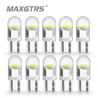 Maxgtrs หลอดไฟซิลิกา LED COB T10 W5W 194 168 DC 12V สว่างมาก สีขาว สําหรับติดป้ายทะเบียนรถยนต์