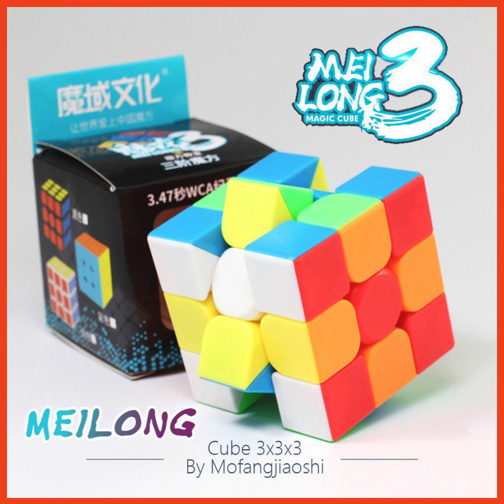 Rubik 3x3x3 Moyu Meilong 3 Rubiks Cube 3 ชั้นสติกเกอร์