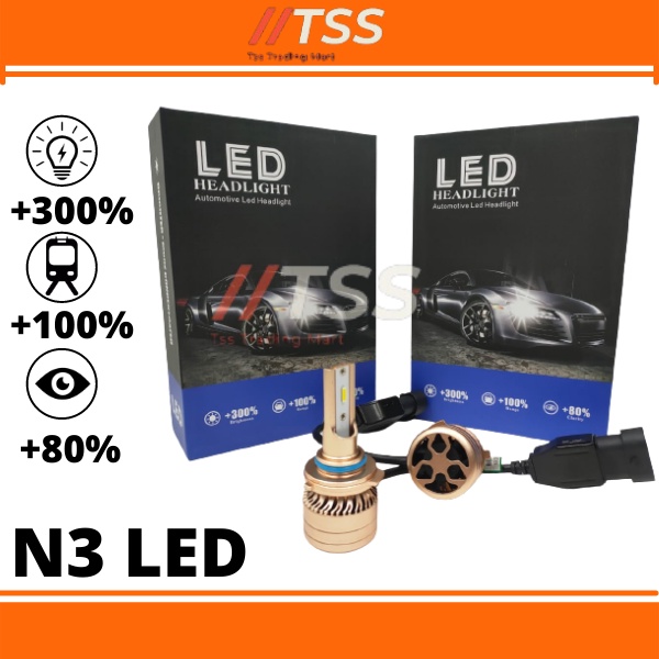 N3 LED SUPER FOCUSING TEMPERATURE โคมไฟ 6000LM 6500K 12V H1/H3/H4/H7/H8/H9/H11/9005/9006
