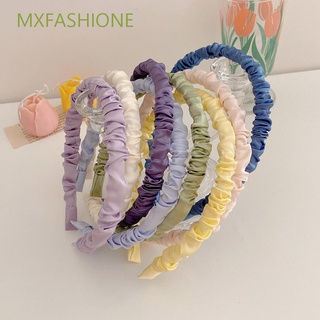 MXFASHIONE New Headband Summer Satin Head Hoop Women Hair Accessories Headwrap 1PC Candy Color Wrinkled Fold/Multicolor