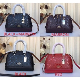 Coach F55450 F27597 Mini Sierra Satchel Women Shoulder Small Debossed Patent Leather Crossbody Sling Bag . กระเป๋า