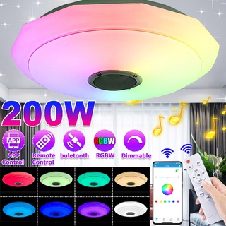 โคมไฟเพดาน LED RGB 200W อัจฉริยะ หรี่แสงได้ APP บลูทูธ เพลง สําหรับติดเพดานห้องนอน