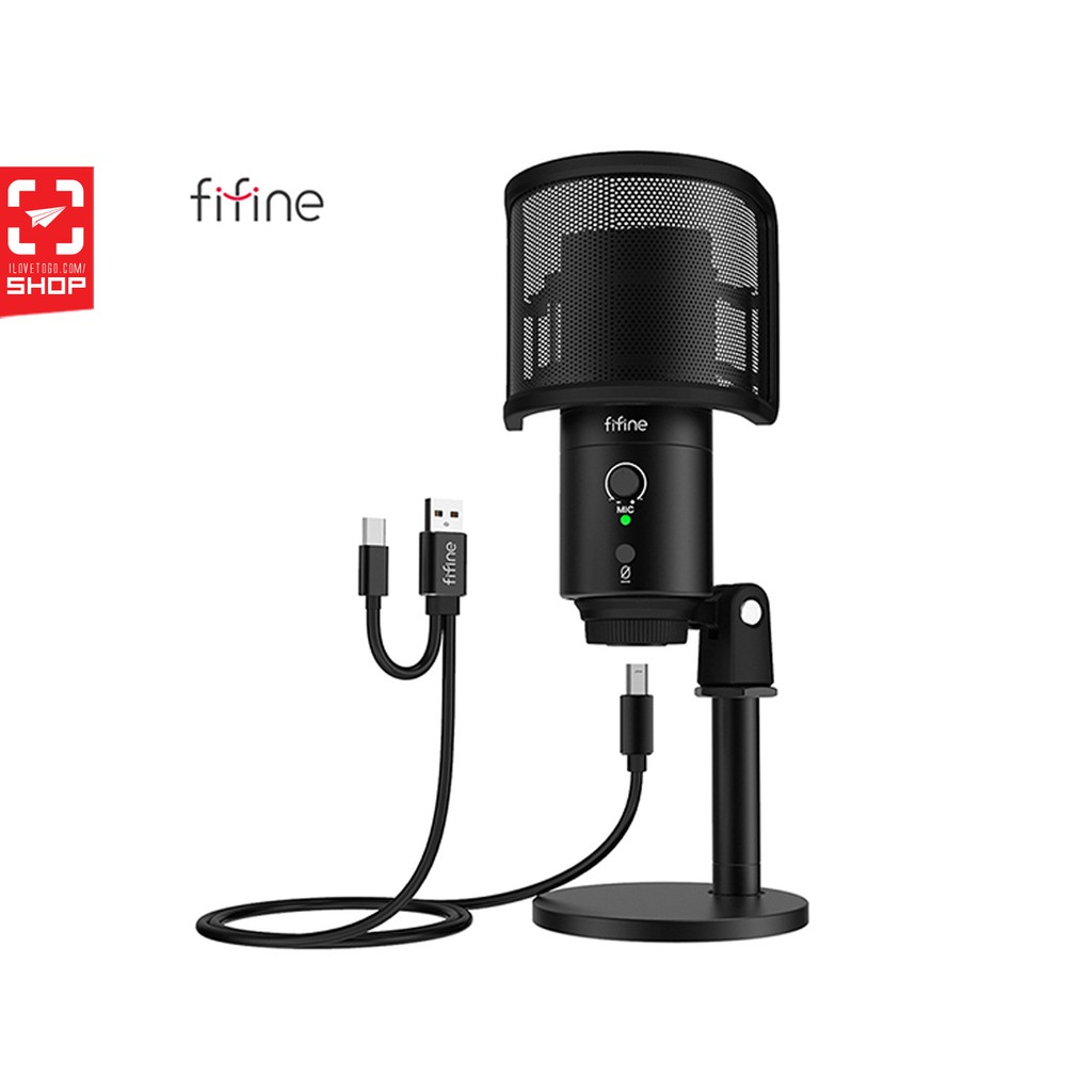 ไมโครโฟนFIFINE Professional Streaming Podcast Type C Microphone (K683b) รับประกันศูนย์