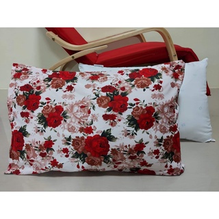 ปลอกหมอนใบใหญ่ ลายดอกไม้สีแดง*( รับปลอกหมอน 1 ใบ)ขนาดมาตรฐาน ผ้าCotton สีไม่ตก คุ้มค่าคุ้มราคา