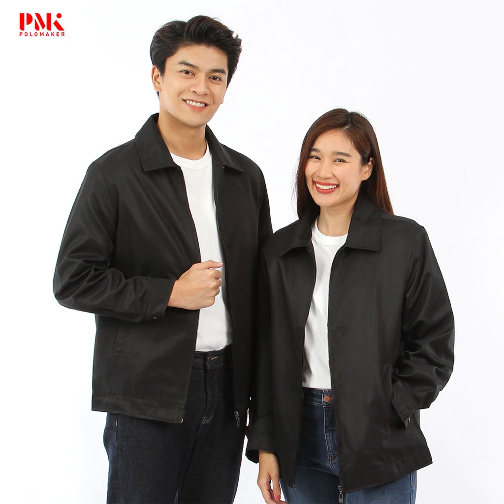 เสื้อแจ็คเก็ตกึ่งสูท คอปก ทรงสวย ผ้าเรียบ ด้านในซับมีกระเป๋า - Pmk  Polomaker | Shopee Thailand