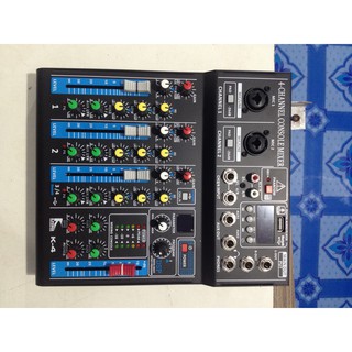 เครื่องผสมสัญาณเสียง มิกเซอร์ Mixer K . Power K-4 ใช้ได้ทั้ง ในบ้านและ ในรถยนต์ Power Supply DC 12V MP3 USB Bluetooth DS