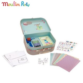 Moulin Roty ชุดกระเป๋า ตัวปั้มพกพา Stamper + ถาดหมึก ชุดตัวปั้มศิลปะพกพา MR-629612