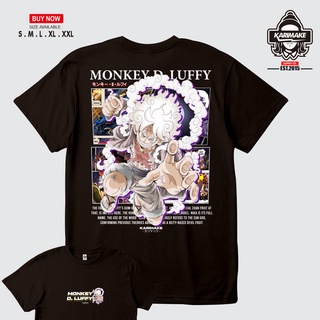 คอลูกเรือเสื้อยืดผ้าฝ้ายพรีเมี่ยม 【hot tshirts】เสื้อยืด ลายการ์ตูนอนิเมะ One Piece MONKEY D LUFFY NIKA GEAR 5 FIFTH V420