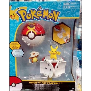 RARE TOMY THROW N POP POKE BALL SET แพคคู่ Pokemon Tomy Throw N Pop Poke Ball 2 inch Action Figure with Poke Ball Dual