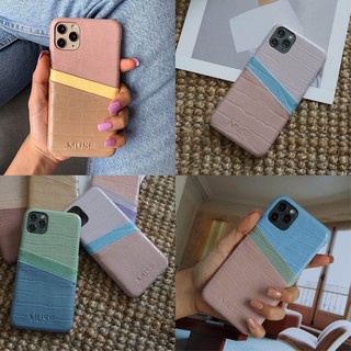 (โค้ด8MUSE65ลด65.-)(7+/8+series) MUSE 3Tone Card Holder Phone Case PASTEL