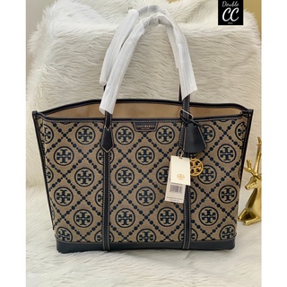 (แท้ 💯%‼) TORY BURCH T MONOGRAM JACQUARD TOTE BAG