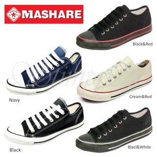 Mashare 191 รองเท้าหุ้มส้นผู้หญิง ผู้ชายแบบผูกเชือก รองเท้าผ้าใบไซร์ 37~45 วัดไซร์ก่อนนะคะ,สีครีมแดง,ดำ,กรม,ดำขาว,ดำแดง