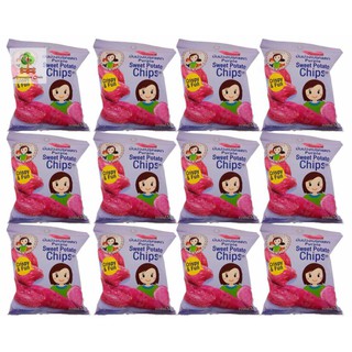 แม่นภา มันม่วงเบรคแตก 33 กรัม x 12 ถุง Mae Napa Purple Sweet potato Chips 33 grams x 12 sachets