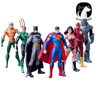 L ~ 7 ชิ้น / ชุด Dc Justice League Batman โมเดลตุ๊กตาขนาดมินิของเล่นสําหรับเด็ก